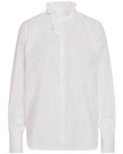 IVY & OAK Bluse mit gerüschtem stehkragen - Weiß