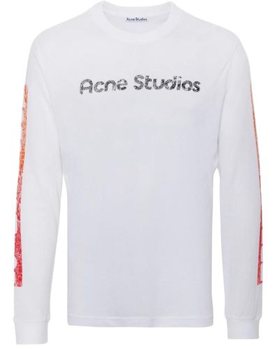 Acne Studios Langarm t-shirt mit grafikdruck - Weiß