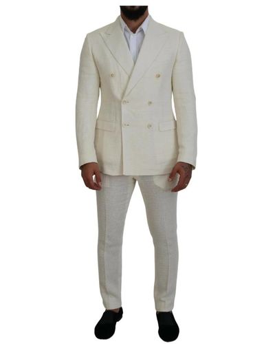 Dolce & Gabbana Slim fit doppelreihiger anzug mit spitzem revers - Grau