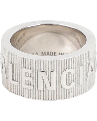 Balenciaga Logo hoop ring glänzendes silber - Weiß