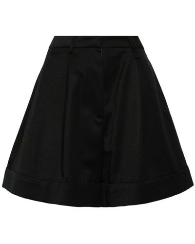Simone Rocha Schwarze shorts aus wollmischung mit elastischem bund,schwarze shorts aus wollmischung mit falten