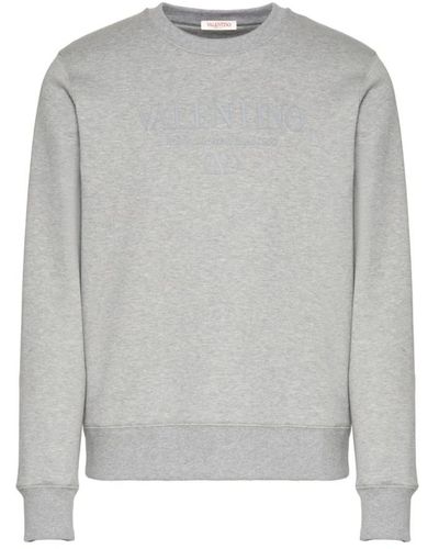 Valentino Baumwoll rundhals-sweatshirt mit druck - Grau