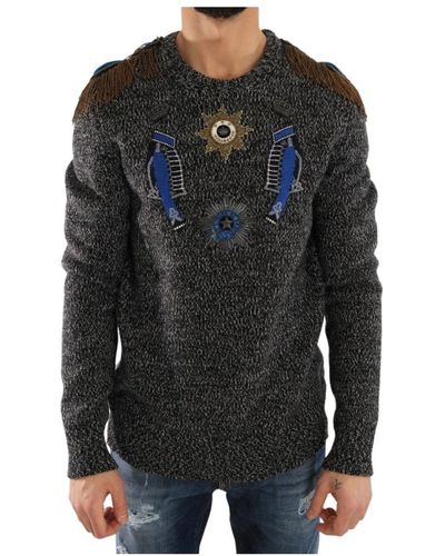 Dolce & Gabbana Grauer Pullover aus Wolle und Kaschmir - Schwarz