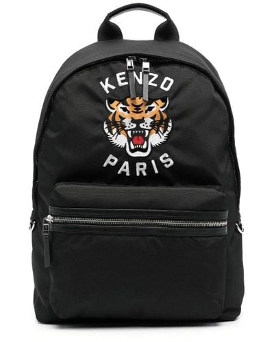 KENZO Varsity tiger bestickter rucksack schwarz,backpacks,schwarzer rucksack mit gesticktem logo