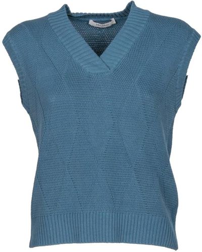 Max Mara V-Neck Knitwear - Blue