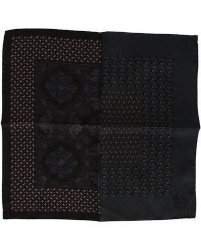 Dolce & Gabbana Mouchoir de poche en soie à motifs multicolores - Noir