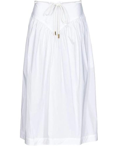 Pinko Falda midi blanca con cintura peplum - Blanco
