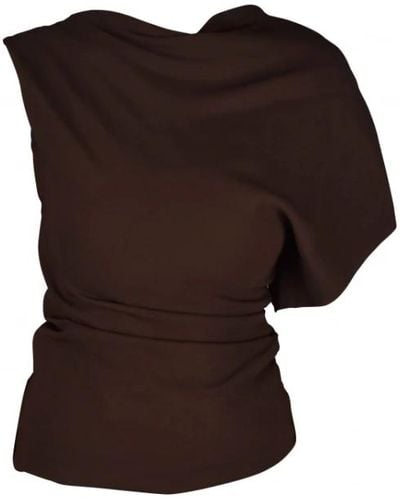 Balenciaga Braunes ärmelloses asymmetrisches top