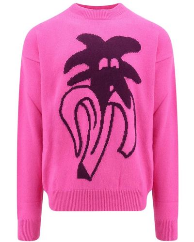 Palm Angels Luxuriöser Rundhals-Strickpullover - Pink