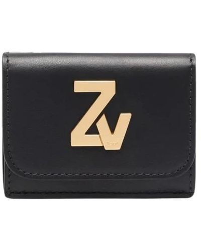 Zadig & Voltaire Schwarze lederbrieftasche mit zv-logo