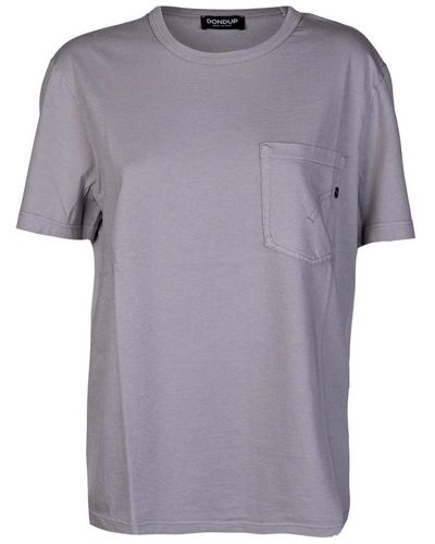 Dondup T-shirt da in cotone girocollo con tasca frontale - Viola