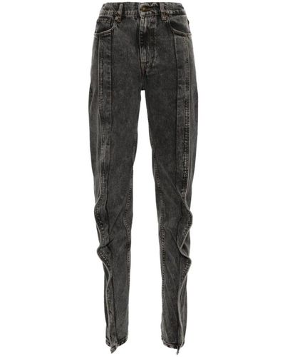 Y. Project Schwarze high-waisted tapered leg jeans