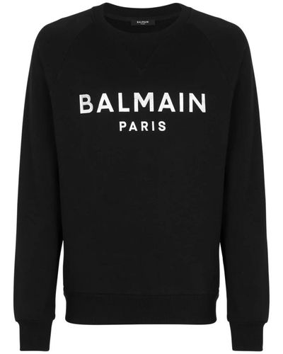 Balmain Sweatshirt in eco-responsible cotton with metallic logo print - Schwarz