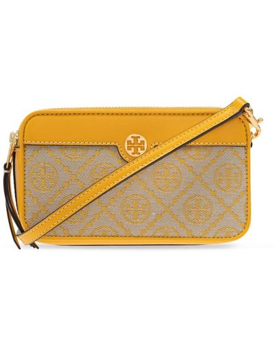 Tory Burch Mini Bag Aus Jacquard Mit Zwei Reißverschlüssen Und T-Monogramm - Gelb