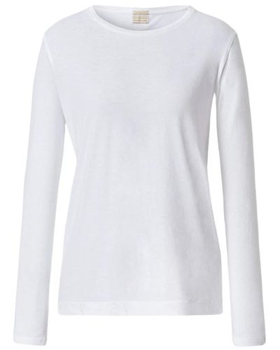 Massimo Alba Langarm t-shirt mit regulärer passform - Weiß