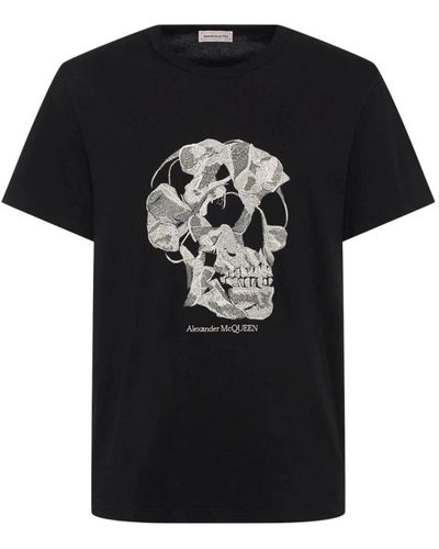 Alexander McQueen Skull print baumwoll t-shirt in schwarz