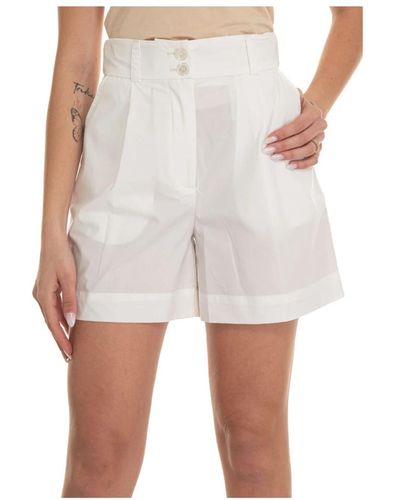 Woolrich Shorts de algodón de talle alto con bolsillos - Blanco