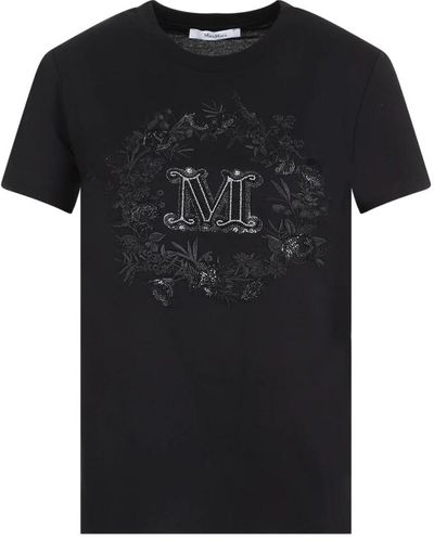 Max Mara Schwarzes baumwoll-t-shirt mit monogramm