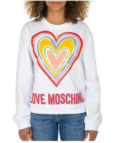 Love Moschino Felpa con design cuore colorato - Grigio