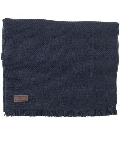 Canali Sciarpa classica in lana con stampa diagonale - Blu
