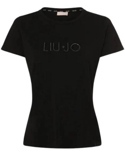 Liu Jo Klassisches t-shirt,lässiges t-shirt für frauen - Schwarz