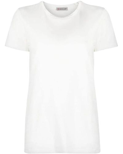 Moncler Weiße baumwoll-t-shirt mit logopatch