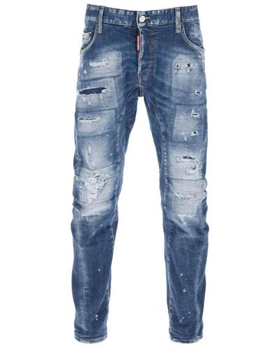 DSquared² Ded rips wasch tidy biker jeans - Blau