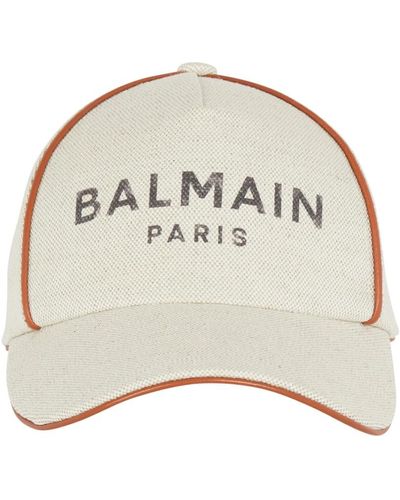 Balmain B-army basecap aus baumwolle mit braunem -logo - Natur