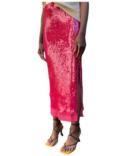 Ahlvar Gallery Gina sequin skirt pink - Rojo