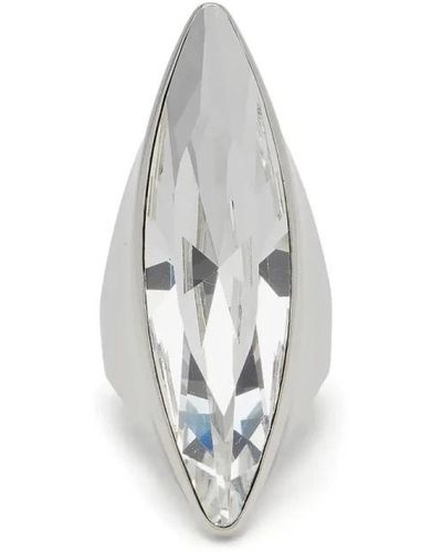 Alexander McQueen Spitzer kristallring in antiksilber - Weiß