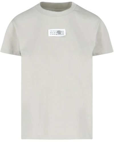 MM6 by Maison Martin Margiela T-shirt verde con logo e dettagli bianchi - Bianco