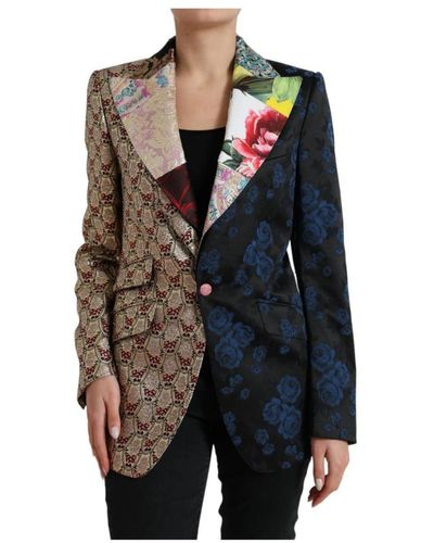 Dolce & Gabbana Blumiges jacquard patchwork blazer - Schwarz