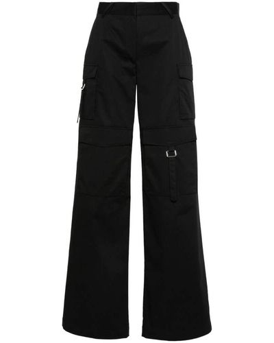 IRO Pantalones negros de algodón elástico de pierna ancha