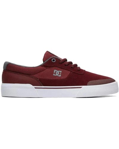 DC Shoes Rote canvas-ledersneakers