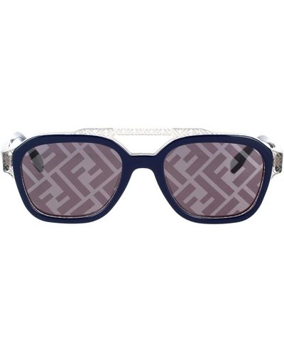Fendi Glamouröse geometrische sonnenbrille mit blau-grauem rahmen - Lila