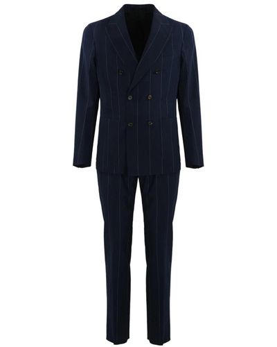 Eleventy Double Breasted Suits - Blue