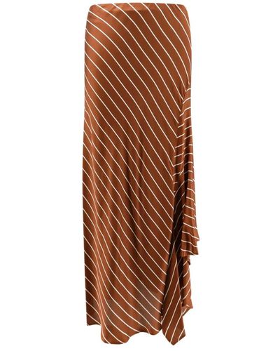 Semicouture Falda marrón asimétrica con cintura elástica