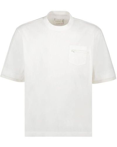 Sacai Taschen t-shirt aus baumwolle - Weiß