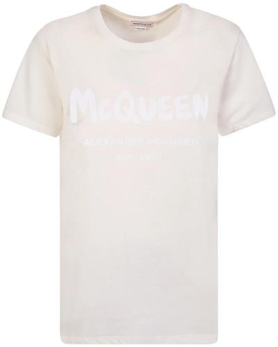 Alexander McQueen Camiseta mcque graffiti - Blanco