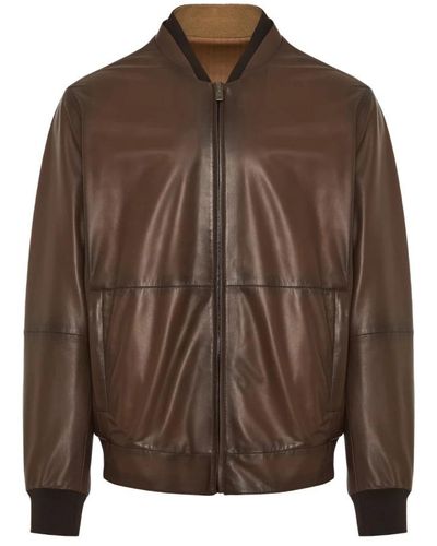 Corneliani Leather Jackets - Brown