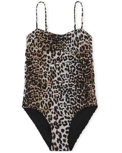 Ganni Recycled Printed Core Swimsuit - Braun