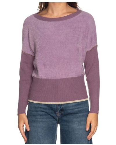 Yes-Zee Round-Neck Knitwear - Purple