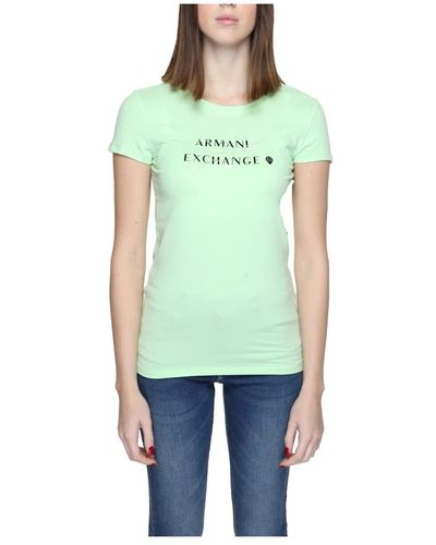 Armani Exchange Stilvolles grünes print t-shirt für frauen