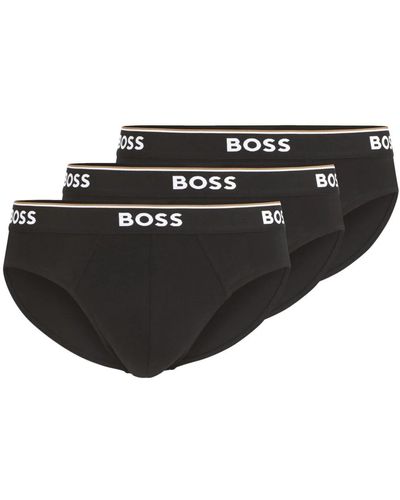 BOSS Stretch-baumwoll-slips mit elastischem bund 3er-pack - Schwarz