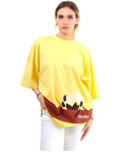 Max Mara Camiseta amarilla con bordado frontal - Amarillo