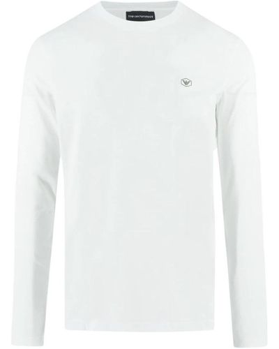 Emporio Armani Magliette in cotone con logo ls - Bianco