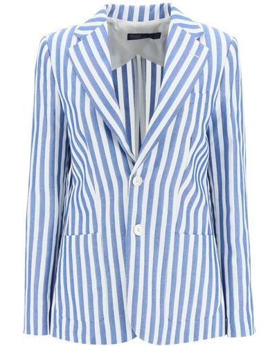 Ralph Lauren Blazer a righe in cotone e lino - Blu