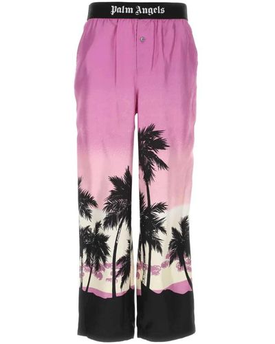 Palm Angels Pantalone da pigiama in seta - Rosa