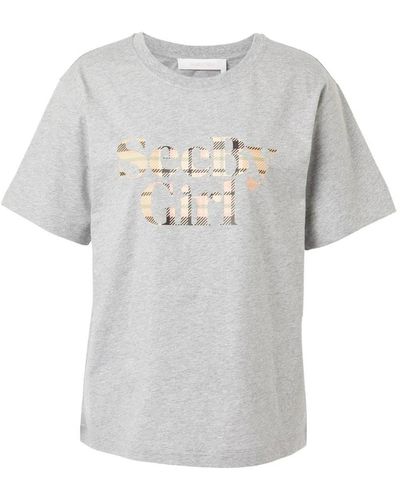 See By Chloé T-shirt in cotone con logo - Grigio