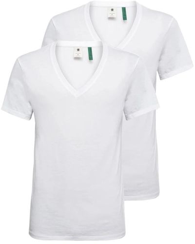 G-Star RAW T-shirt 2 pack v-neck t-shirts 2er pack basic v-ausschnitt rib jersey - Weiß